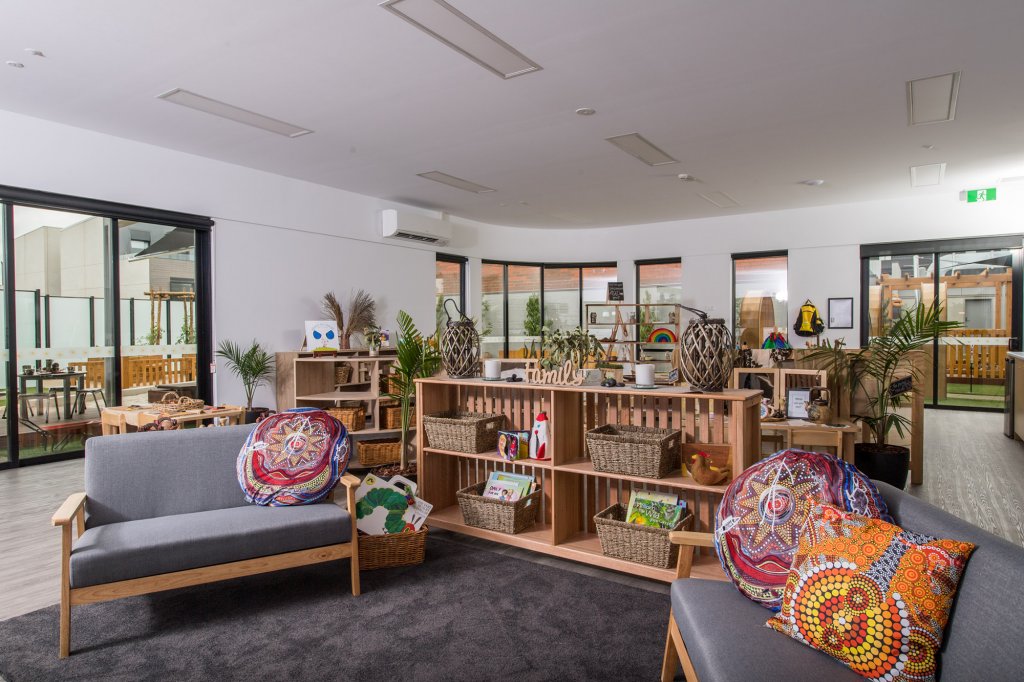 Children's grouping area in kindergarten room at childcare centre